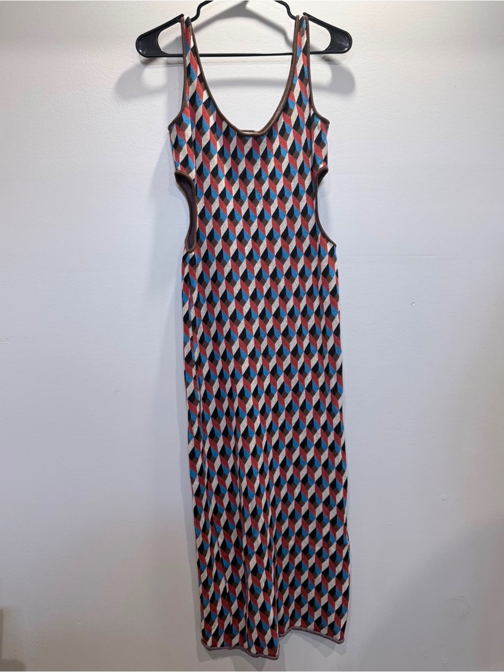 Ronny Kobo Geometric Knit Sleeveless Midi Dress Size L - Picture 2 of 9